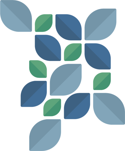 Abstract graphic of leaves in various shades