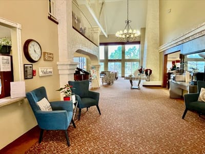 Interior view of a welcoming lobby area with seating