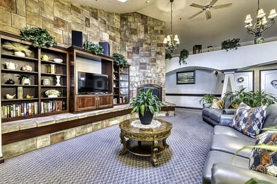 Comfortable common area with seating and decor