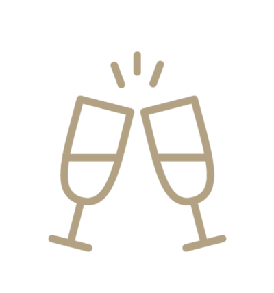 Graphic of two champagne glasses clinking
