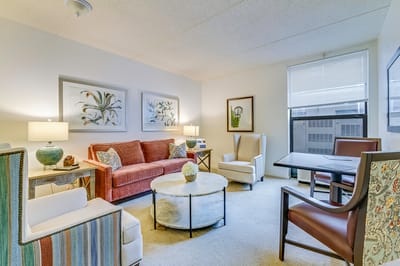 Cozy interior living room with seating and decor