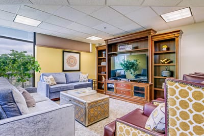 Cozy interior common area with seating and decor