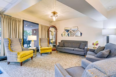 Bright interior common area with comfortable seating