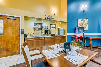 Interior dining area with a coffee bar setup