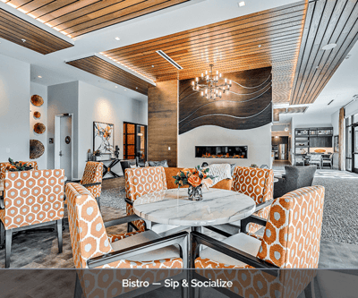 Bright and modern common area with seating