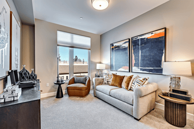 A cozy lounge area with modern decor