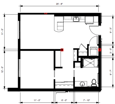 Architectural floor plan of a resident unit