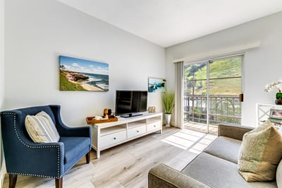 Bright common area with a view of the outdoors