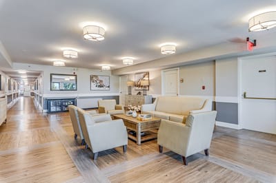 Bright common area with comfortable seating