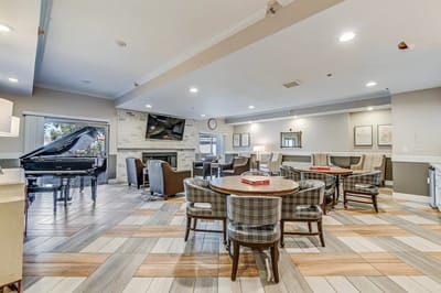 Common area with seating and a piano