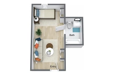 Floor plan of a private resident room