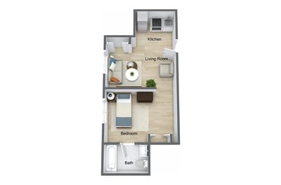 Architectural floor plan of a resident unit