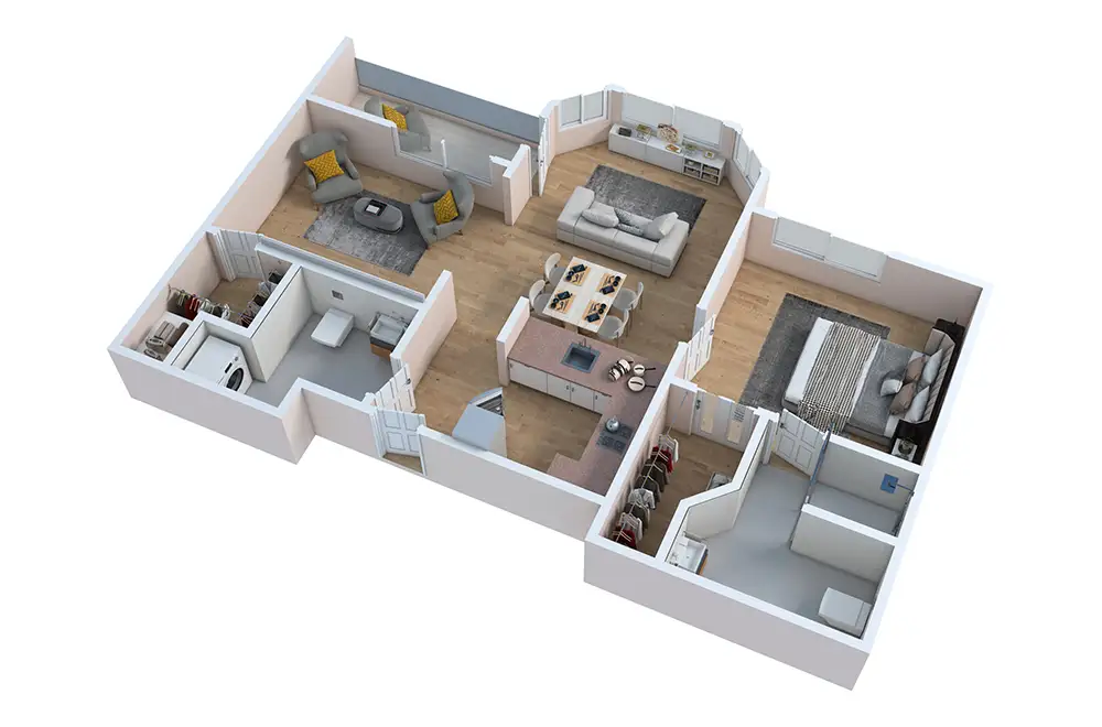 Architectural floor plan of a resident unit