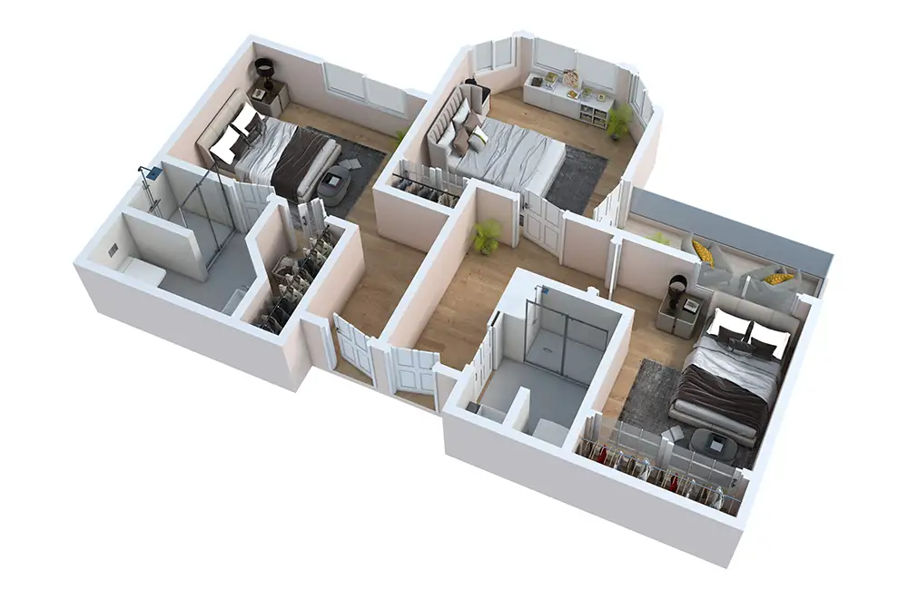 Architectural floor plan of resident units