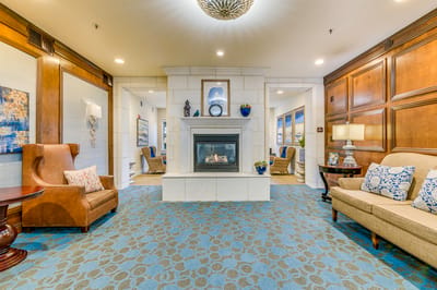 Bright and inviting common area with seating and decor