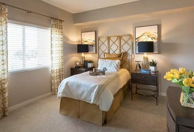 Cozy interior of a private resident room with decor