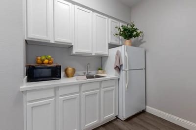 Bright kitchenette in a facility apartment