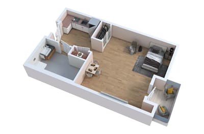 Architectural floor plan of a resident room