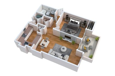 Architectural floor plan of a residential layout