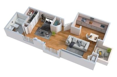 Architectural floor plan of a residential unit