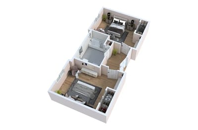 3D floor plan of a residential unit