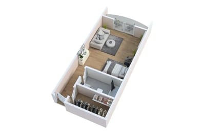 Architectural floor plan of a resident unit