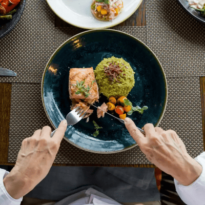 Close-up of a meal being enjoyed by a resident
