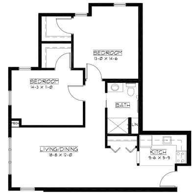 Architectural floor plan of a living space