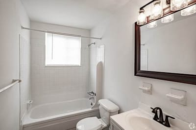Modern bathroom interior with clean fixtures