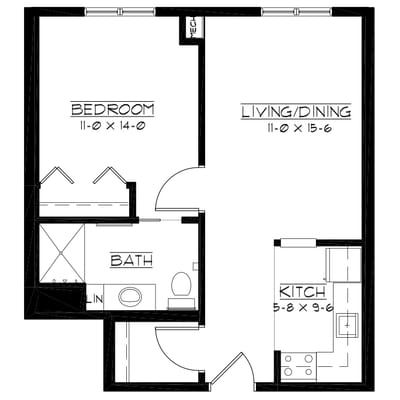 Architectural floor plan of a residential unit