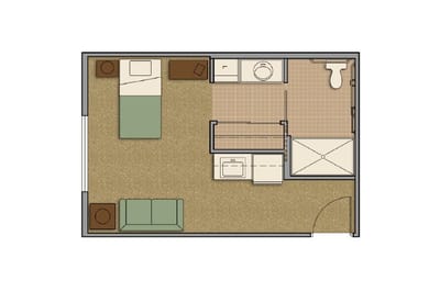 Architectural floor plan of a resident room