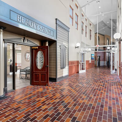 Interior view of a beauty salon in a senior living facility