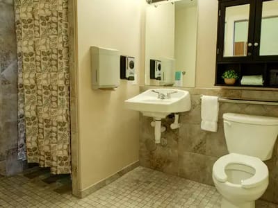 Interior view of a bathroom in a retirement community