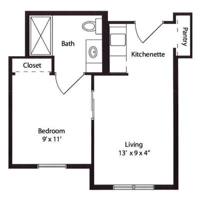 Architectural floor plan showing living space layout