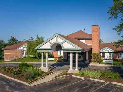Exterior view of Wilson Commons facility with landscaping