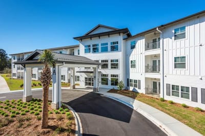 Exterior view of a senior living facility building