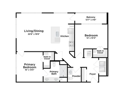 Architectural floor plan of a residential unit layout