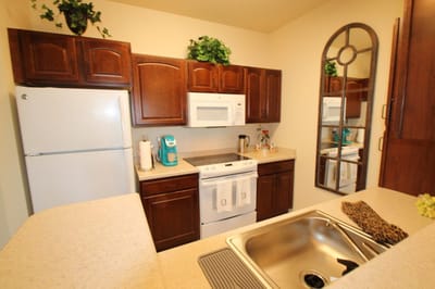 Interior view of a kitchen in a facility unit