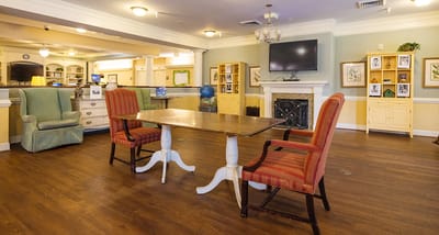 Common living area with seating and decor