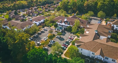 Aerial view of the Homestead Hills senior living community