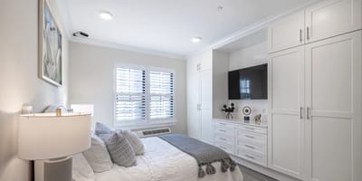 Well-decorated private resident room with modern furnishings