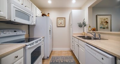 Bright and clean kitchen area in a senior living facility