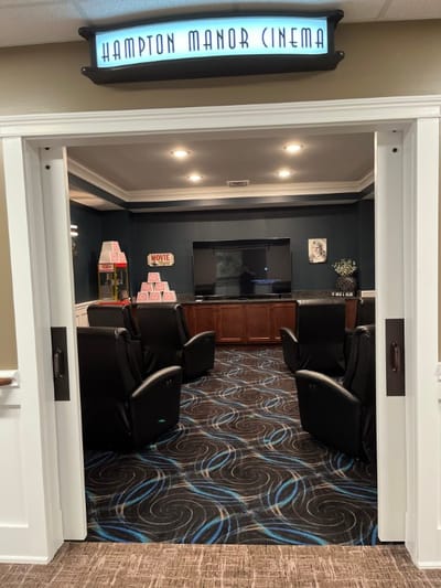 Interior view of the Hampton Manor cinema room