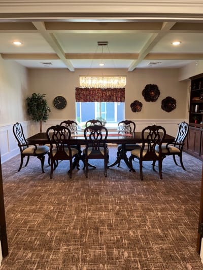 Bright interior dining room with elegant furniture