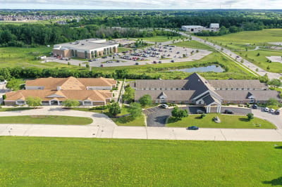 Aerial view of Pleasant Point Senior Living facility