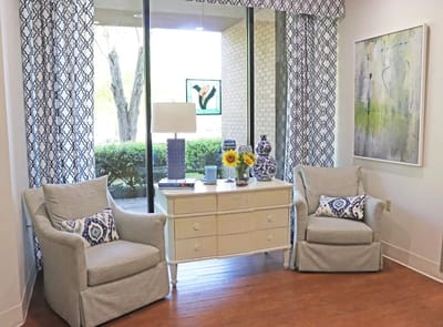Cozy common area with seating and decor