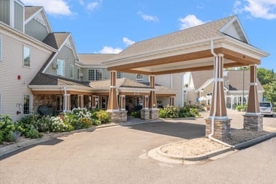 Front exterior of the Park View Care Center building with landscaping