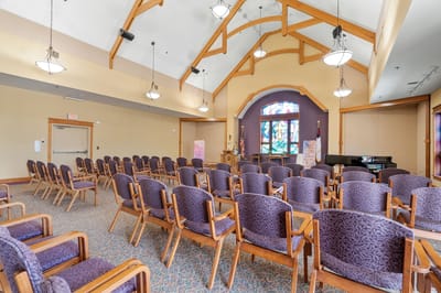 Interior view of a multi-purpose room with seating.