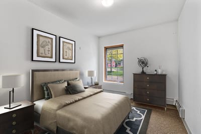Cozy bedroom setup in a senior living facility
