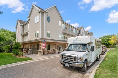 Exterior view of Park View Care Center with facility shuttle